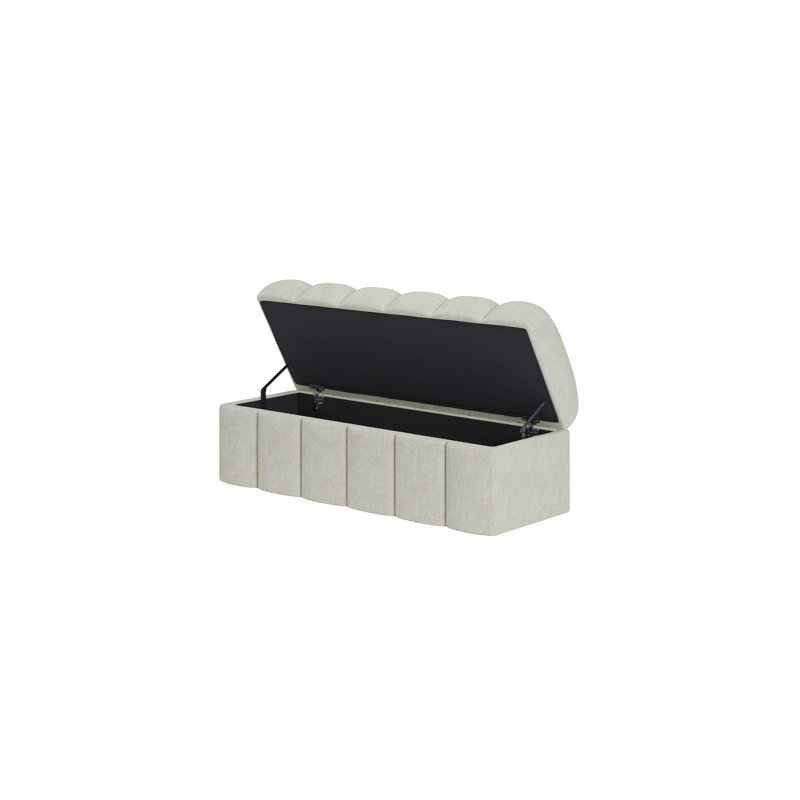 Upholstered Storage Bench, Gray