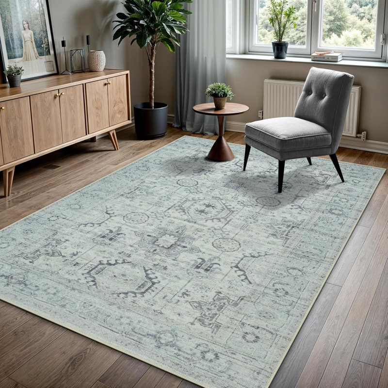 Tapis lavable à la machine résistant aux taches GLN Rugs, Rectangle 6 pi x 9 pi