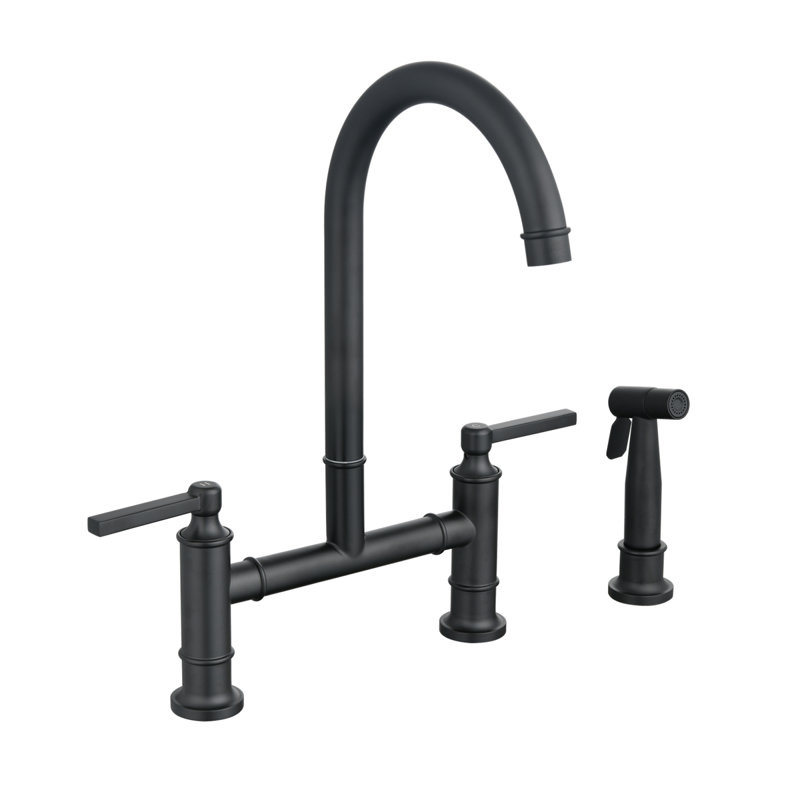 Robinets de cuisine en acier inoxydable durables, conception moderne à pont noir mat