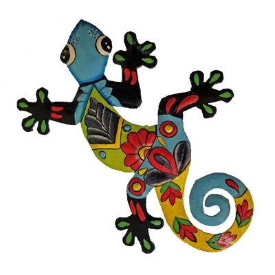 Petit gecko bleu peint