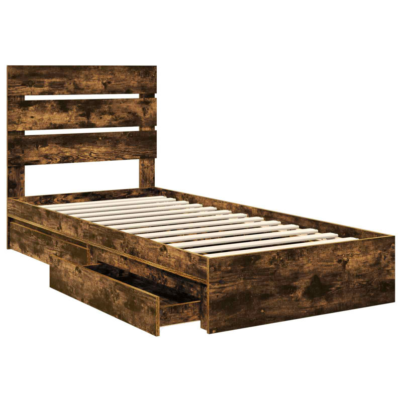Bed, European Single (90 x 200 cm), Smoked Oak