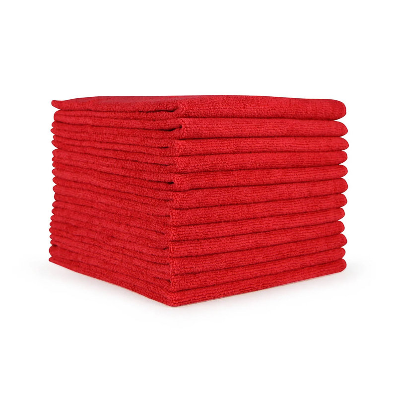Chiffons de nettoyage en microfibre 16 x 16 Smart Choice (paquet de 12), Rouge, L 16 po x L 16 po