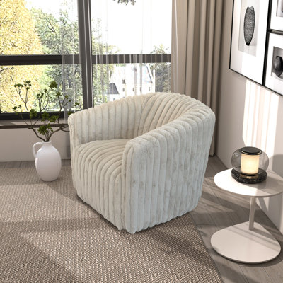 Chaise pivotante en tissu moelleux gris clair Mira