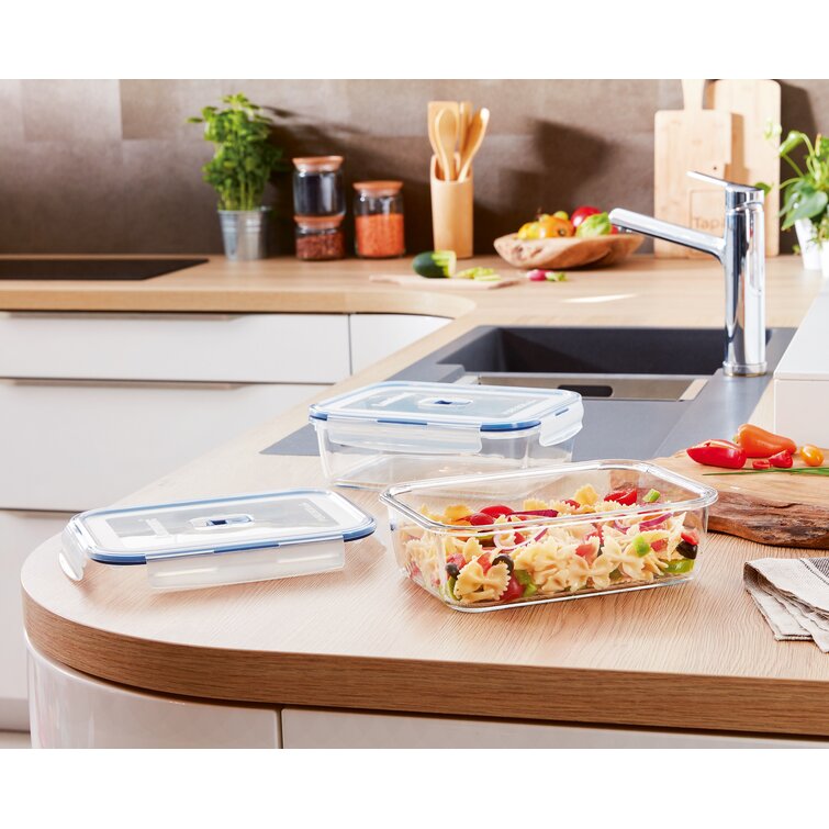  Luminarc Pure Box - Recipiente de almacenamiento de alimentos  de vidrio activo con tapa de ventilación deslizante (cuadrado 1.6  tazas/12.8 fl oz) : Hogar y Cocina