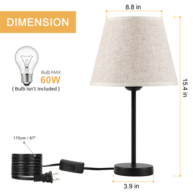 Ensemble de lampe de table 15,4 "noire