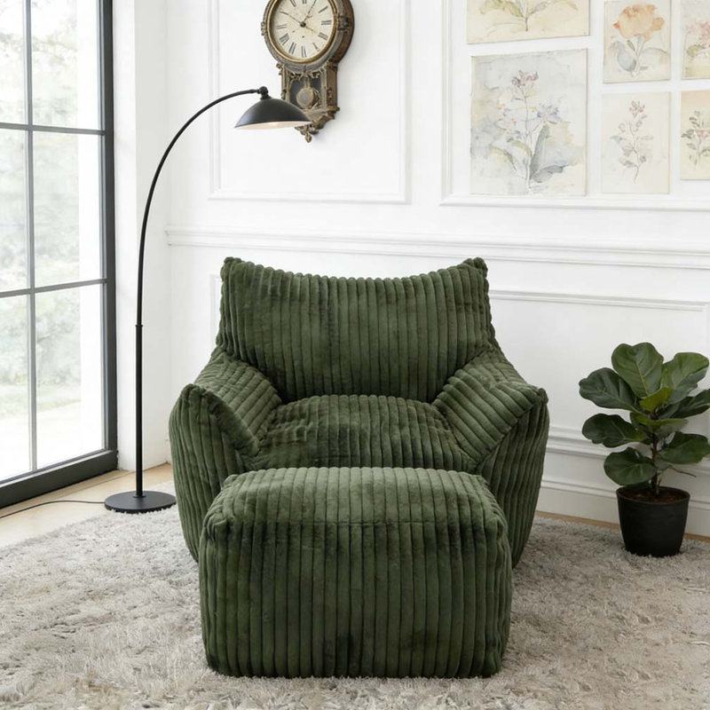 Sofa Chair with Ottoman, Green