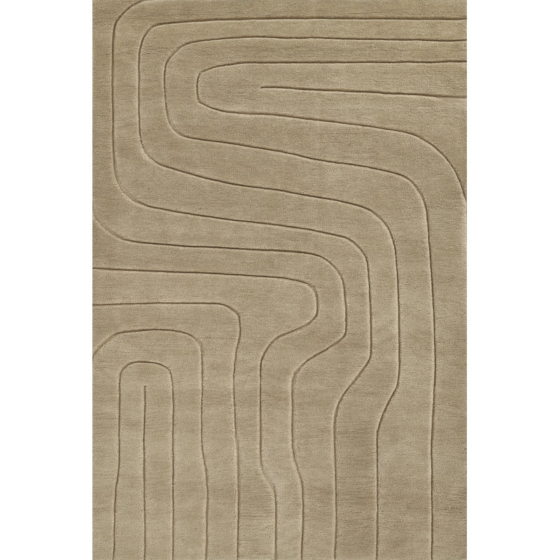 Aelin Geometric Hand Tufted Wool Neutral Area Rug, Rectangle 5' x 8'
