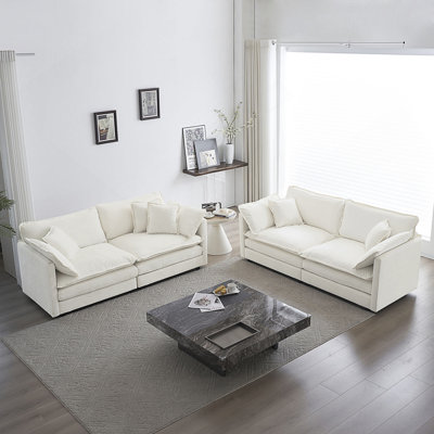 2 - Piece Living Room Set , 2 Pieces Upholstered Loveseat And Couch For Home Office Lounge,  Sofa Set Of 2, 2-Piece (2+2 Seat) Couch Set For Living Room