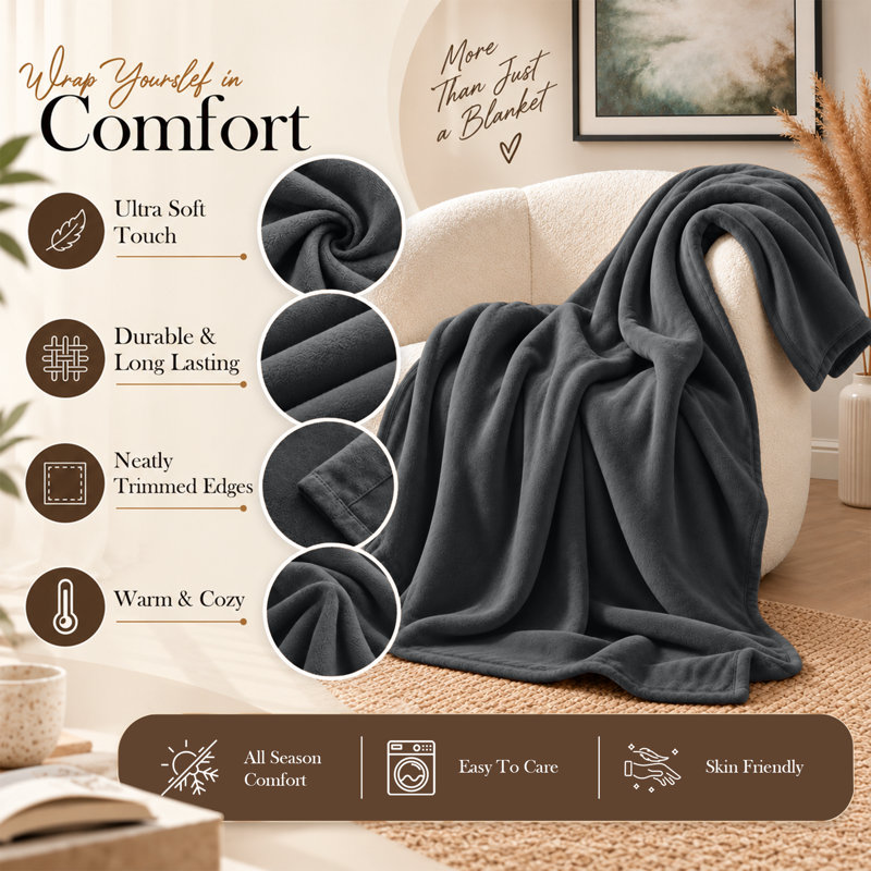 Imperial Homeware London Knitted Blanket, Super King, Black