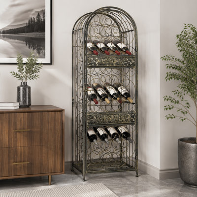 Modern 45 Bottle Wrought Iron Wine Rack Jail With Lock by Lark Manor