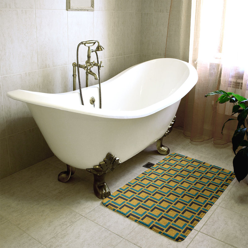 Tapis pour salle de bain Baltimore, l 17 po x L 24 po, Doré / bleu sarcelle / noir