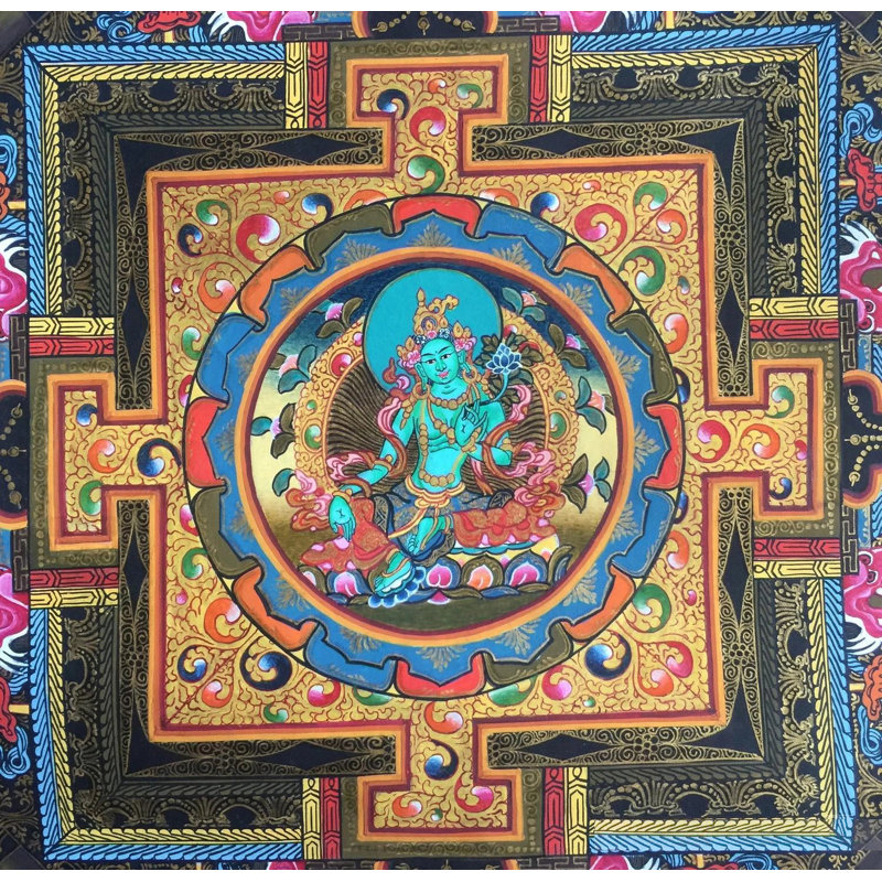 Vert Tara Mandala Thangka (Thangka sans brocart)