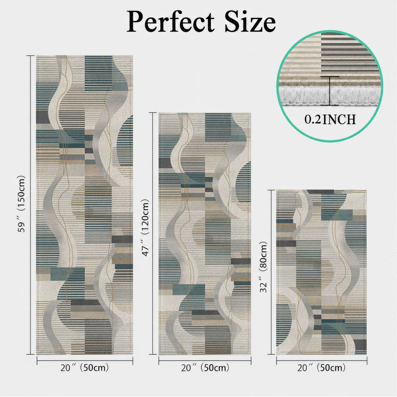 Wave Stripe Non-Slip Washable Kitchen Mats