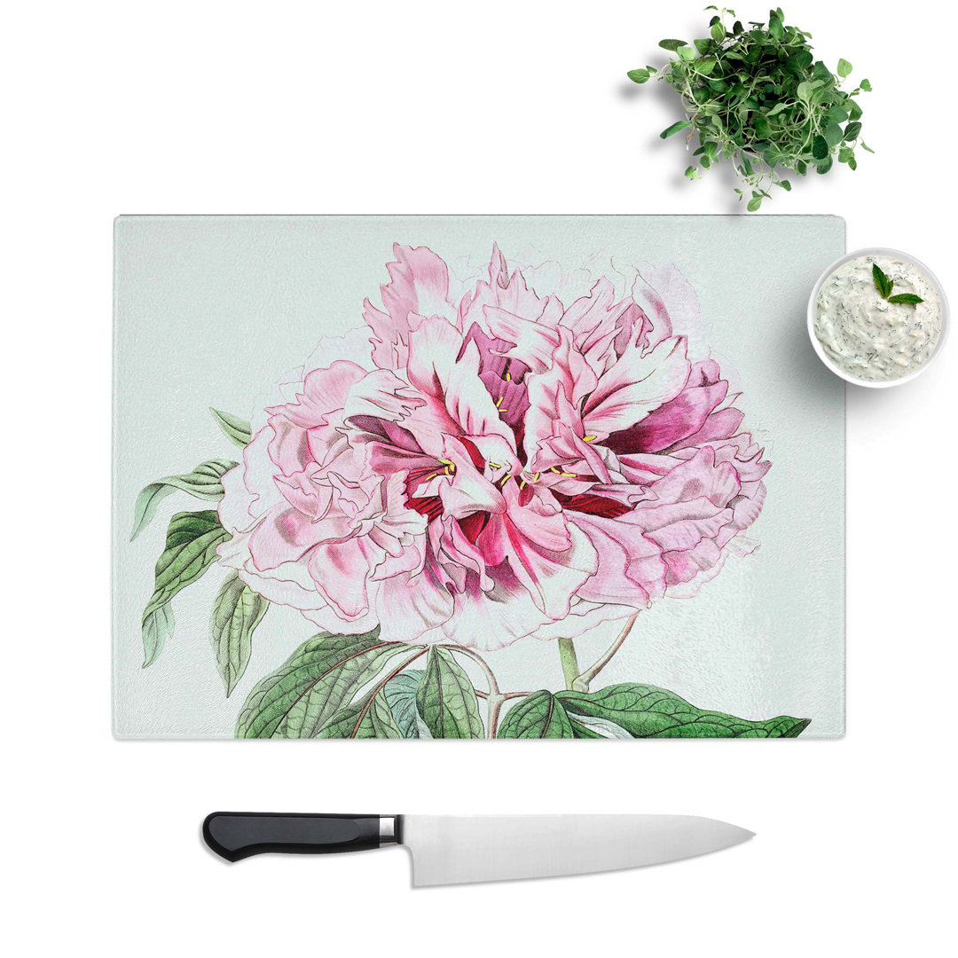 Tempered Glass Tree Peony Flower Chopping Board
