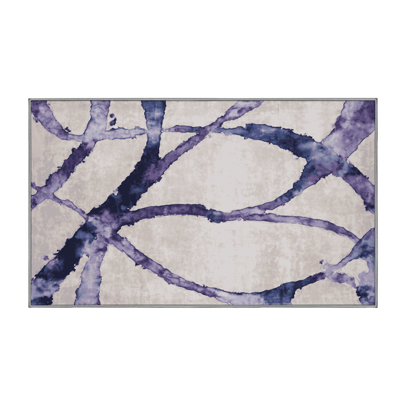 Machine Washable Gray Area Rug, Rectangle 7' x 10'