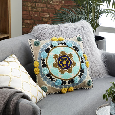 Fringed Wool Blend Throw Pillow