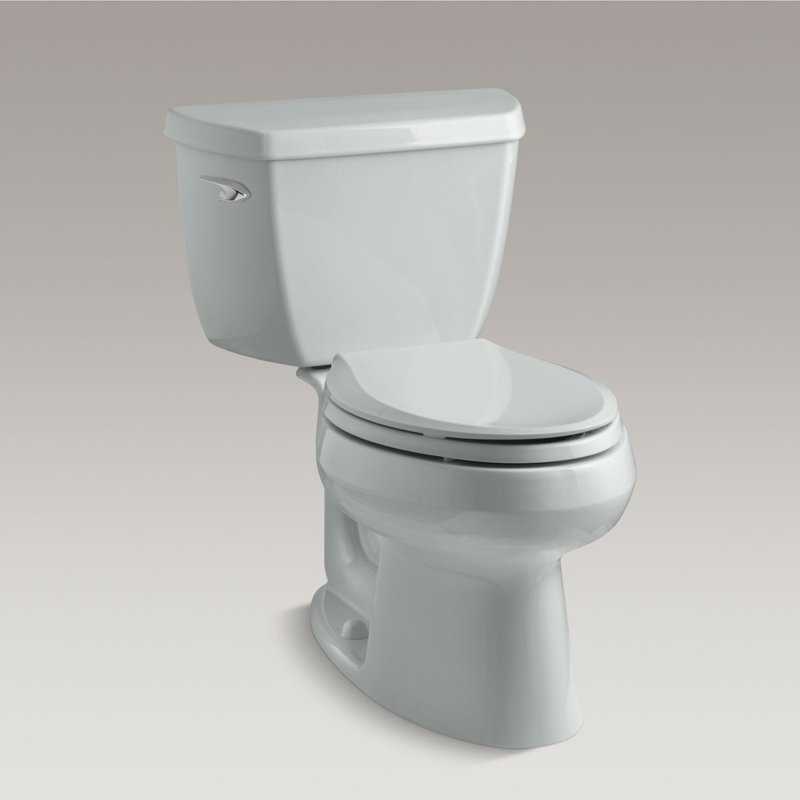 Wellworth 1.28 GPF Water Efficient Elongated Two-Piece Toilet (Seat Not Included), Almond, Left-Hand