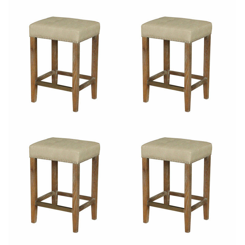 Tabouret de bar et de comptoir alaura, Tabouret de comptoir (siège d'une hauteur de 26 p, Beige, 4