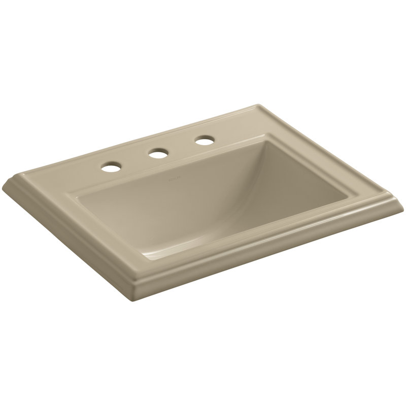 Memoirs® Rectangular Drop-In Bathroom Sink with Overflow, Cashmere, 8'' Centers