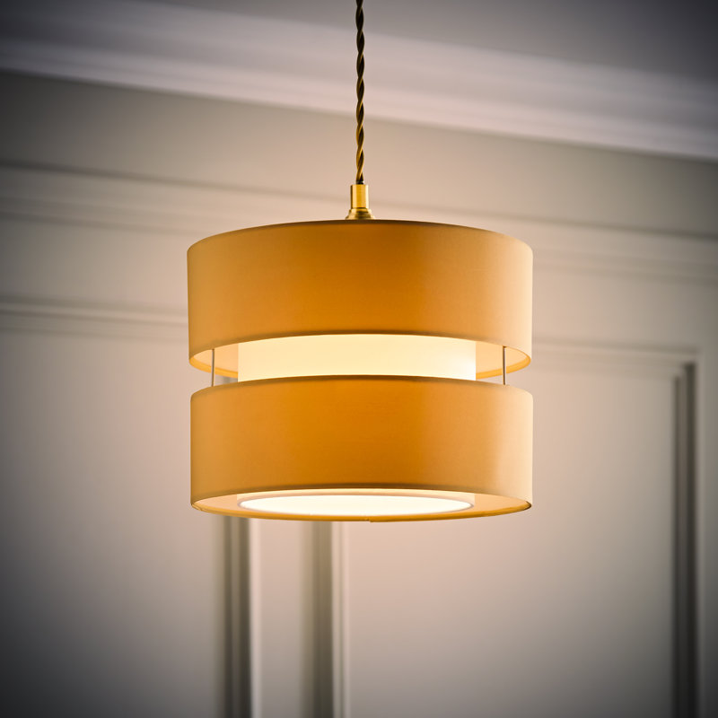 Blended Fabric Drum Pendant Shade, 19cm H x 26cm W x 26cm D, Beige