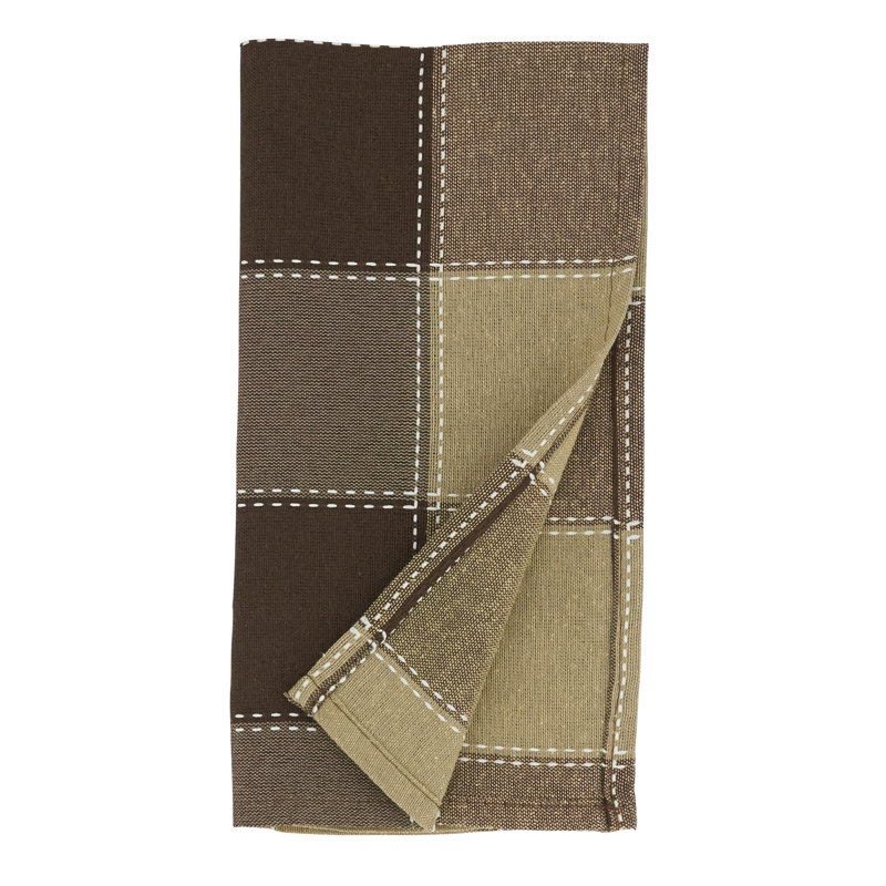 Sam Cotton Plaid Square Napkin, Mocha