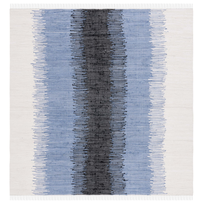 Paynter Hand Woven Cotton Striped Rug, Square 6'