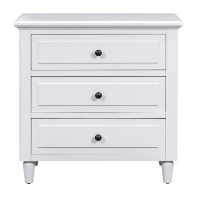 28"Painted Nightstand With 3 Drawers And Smooth Gliding Rails ,Simple Bedside Cabinet With Metal Handle, Minimalist Sofa Side Table With Rubber Legs