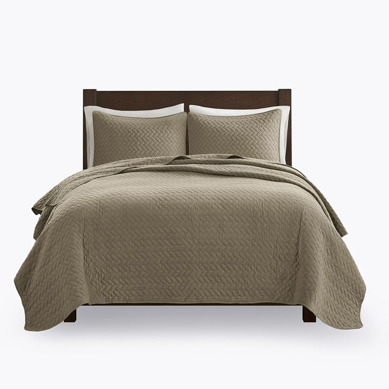Ensemble de courtepointe surdimensionnée pour grand lit 3 pièces, Taupe