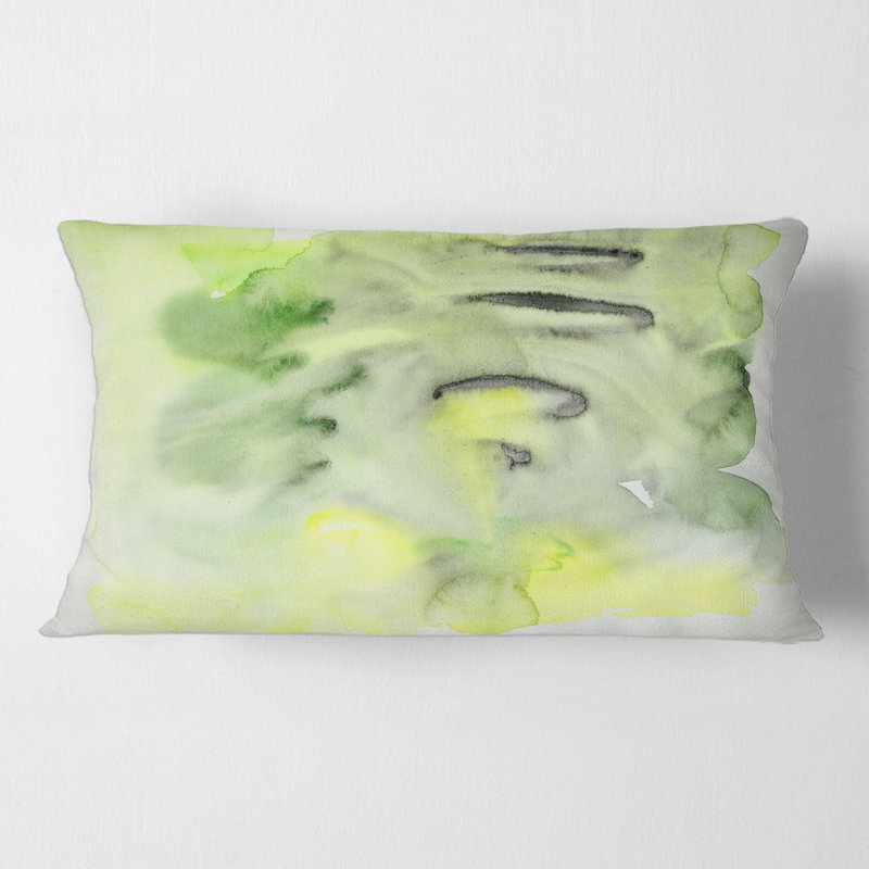 Coussin décoratif abstrait à motif abstrait vert et jaune