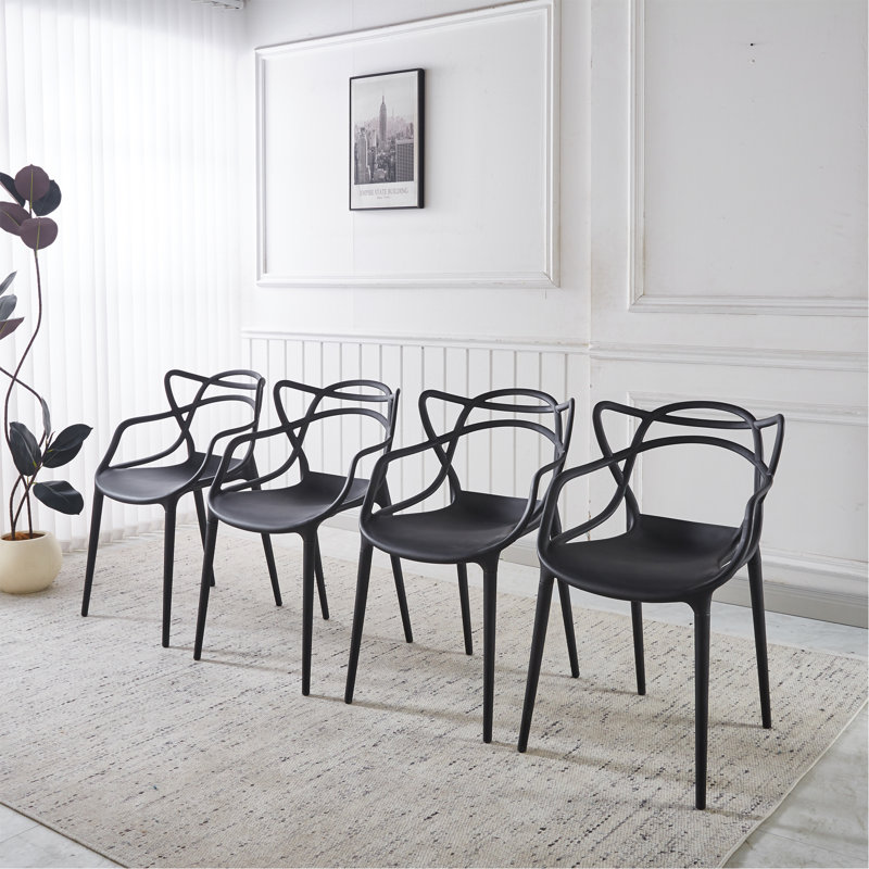 Chaise en plastique 4 pièces noir, Black