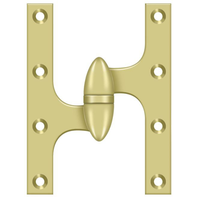 Charnière de porte simple à fixation en surface H 6 po x l 4,5 po, Côté gauche, Laiton poli
