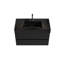 Meuble-lavabo Mid-Century moderne noir et noyer