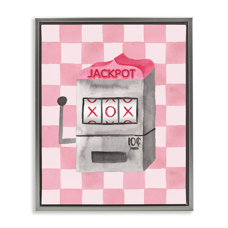 Cadre flottant pour machine à sous Jackpot, design par Nina Jacobs, H 21 po x l 17 po, Cadre flottant gris lustré