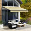 Auvent rétractable manuel de 10 pi x 8 pi, parasol de patio avec tissu 280 g / m², structure en aluminium, beige pour terrasse, balcon, manivelle pour abri de jardin