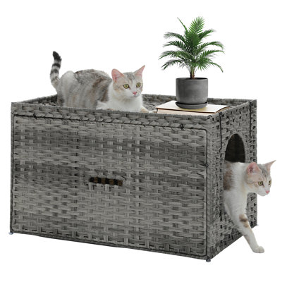 19.7" Rattan Cat Litter Cabinet 