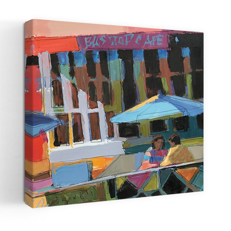 «Bus Stop Cafe», art contemporain abstrait, art urbain, H 18 po x l 18 po