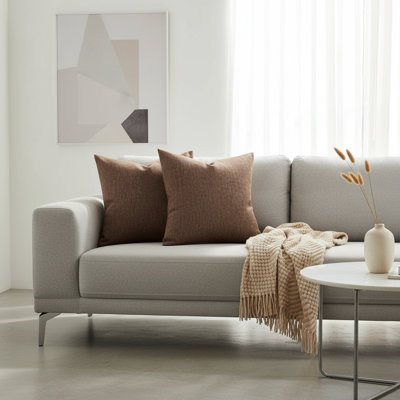 Ensemble de 2 housses de coussin rustiques en lin de coton de style campagnard pour canapé-lit 18 po x 18 po