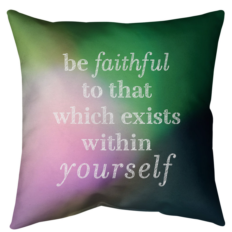 Coussin de sol be loyal to yourself, H 36 po x l 36 po, Rose / Vert