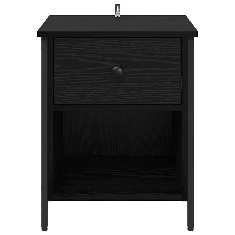 40cm W Manufactured Wood Bedside Table, Black Oak