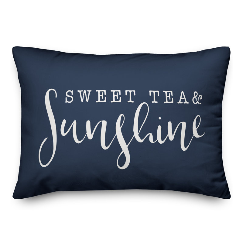 Textual Outdoor Throw Pillow, Navy