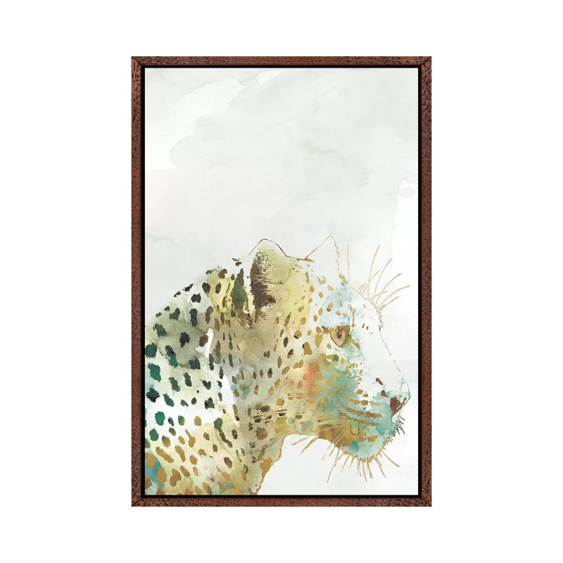 African Colours Leopard by Carol Robinson - Print on Canvas, 101.6 cm H x 66.04 cm W, Classic Brown Wood Framed