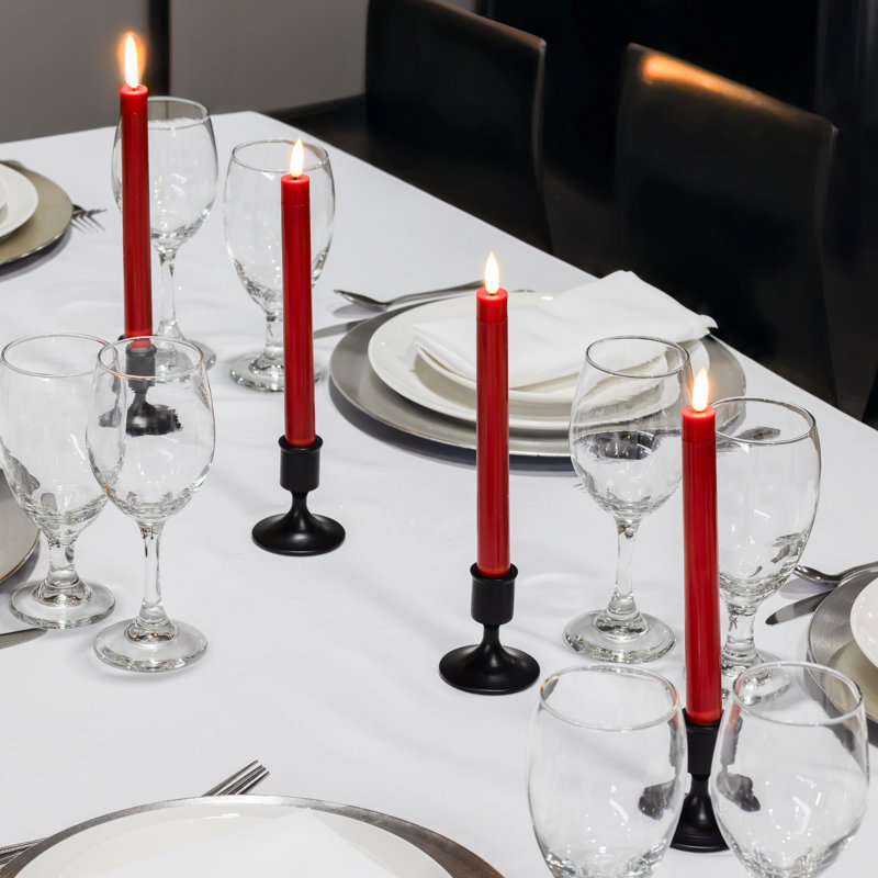 Bougie conique sans flamme sans parfum - 4 pièces, Rouge