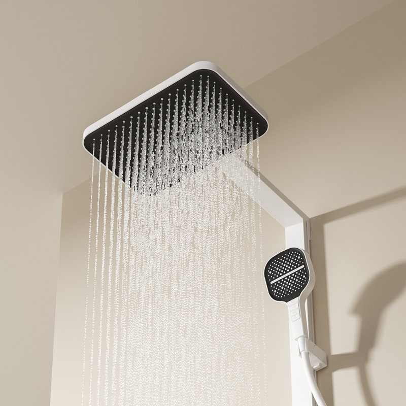Complete Shower System with Rough in-Valve, White