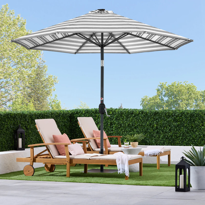 Parasol solaire rayé à DEL, Rayé noir