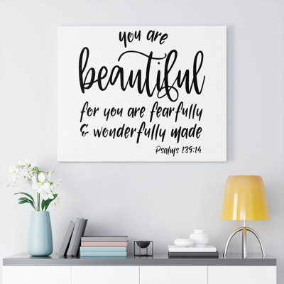 You Are Beautiful Psalm 139:14 Christian Wall Art Bible Verse Print Ready to Hang