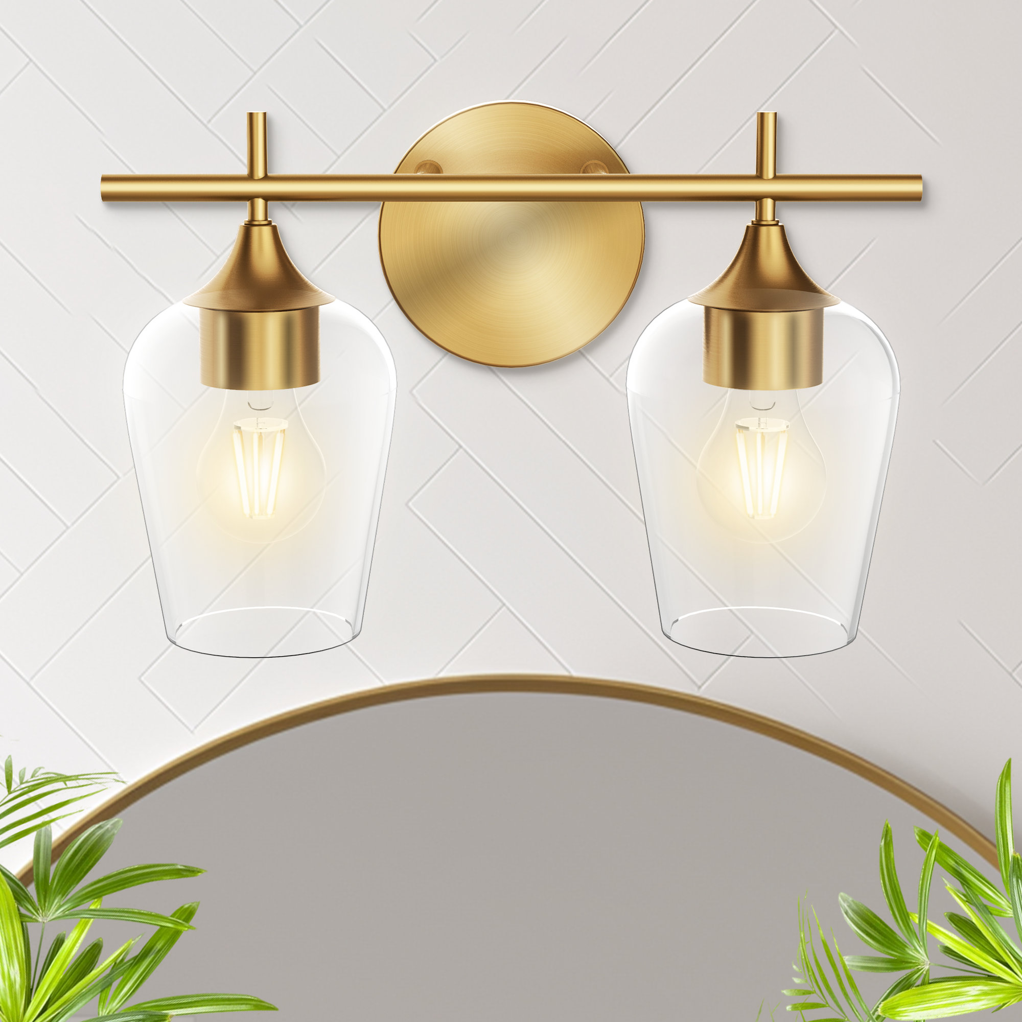 Elegant Gold Bathroom Light Fixtures 2 Light for Timeless Elegance