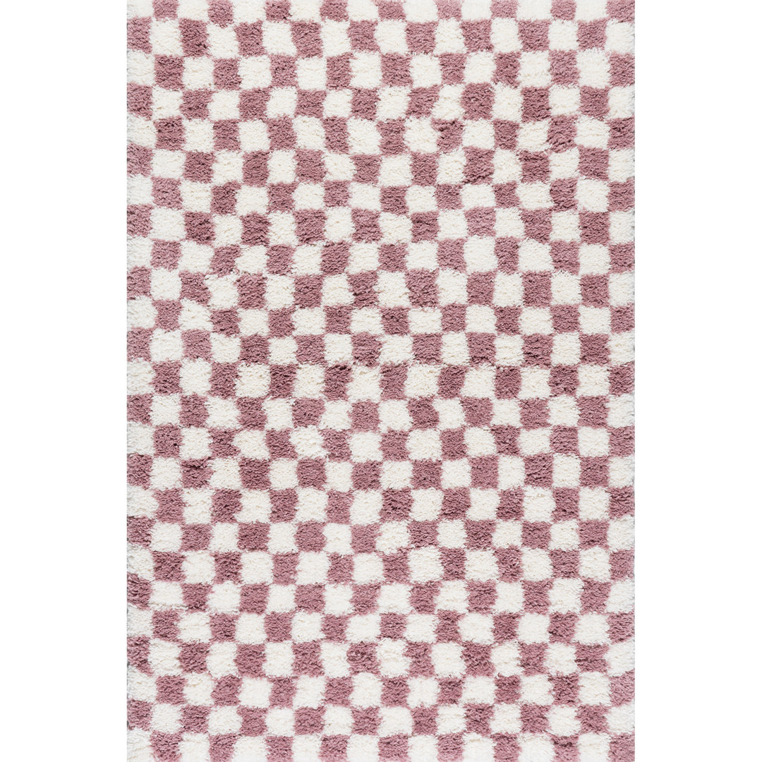Adelaide Mid-Century Checkered Shag Area Rug Hokku Designs Rug 