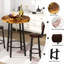 Ensemble de table de bar et tabourets 3 pièces, table ronde de style pub/bistro avec 2 tabourets de bar avec dossier, mobilier de salle à manger haut de style vintage pour cuisine, appartement, bar à domicile-2090223766