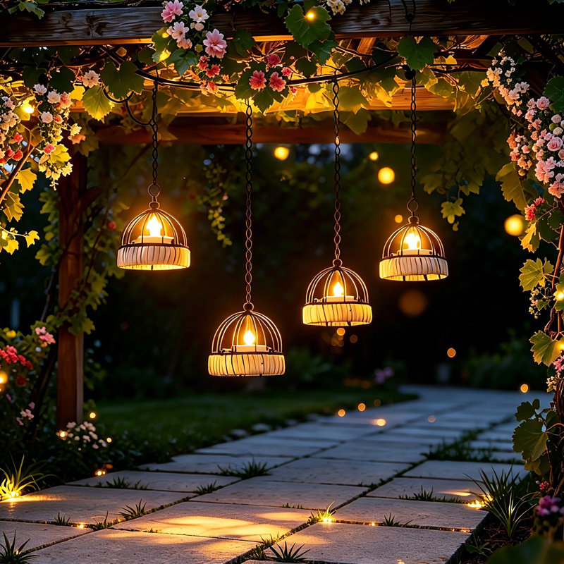 Flickering Solar Lanterns Outdoor Waterproof, Rust Iron Hanging Ball Lights With Candle Holder For Yard Tree Decor