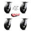 Ensemble de roulettes 8 pouces en caoutchouc sur acier avec roulements à rouleaux et verrous pivotants SCC
